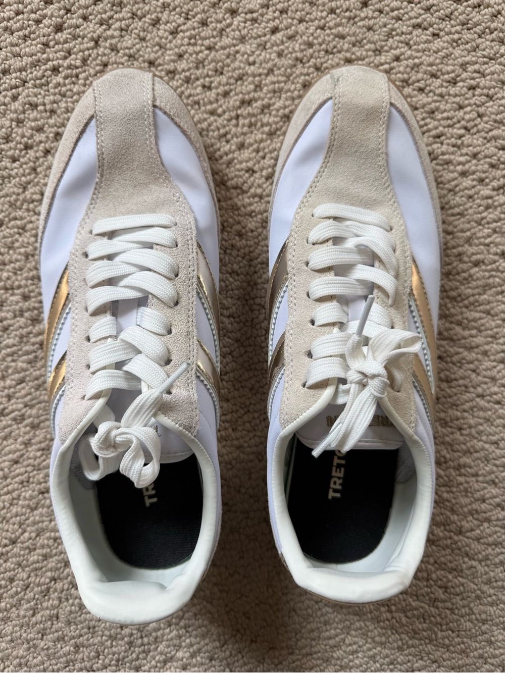Tretorn White Sneakers with Gold Accents